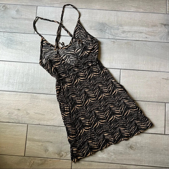 Aila blue tiger zebra animal striped gauzy mini dress. Size S - Picture 13 of 15